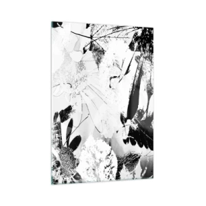 Glasbild - Bild auf glas - Schwarz-weißes Blumenarrangement im künstlerischen Stil - 50x70cm - Herbst negativ - Moderne Wanddekoration für Wohnzimmer und Schlafzimmer ARTTOR