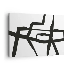 Bild auf Leinwand - Leinwandbild - Minimalistisches Schwarz-Weiß-Muster mit geometrischen Linien - 70x50cm - Schwarz-Weiß-Design - Moderne Wanddekoration für Wohnzimmer und Schlafzimmer ARTTOR