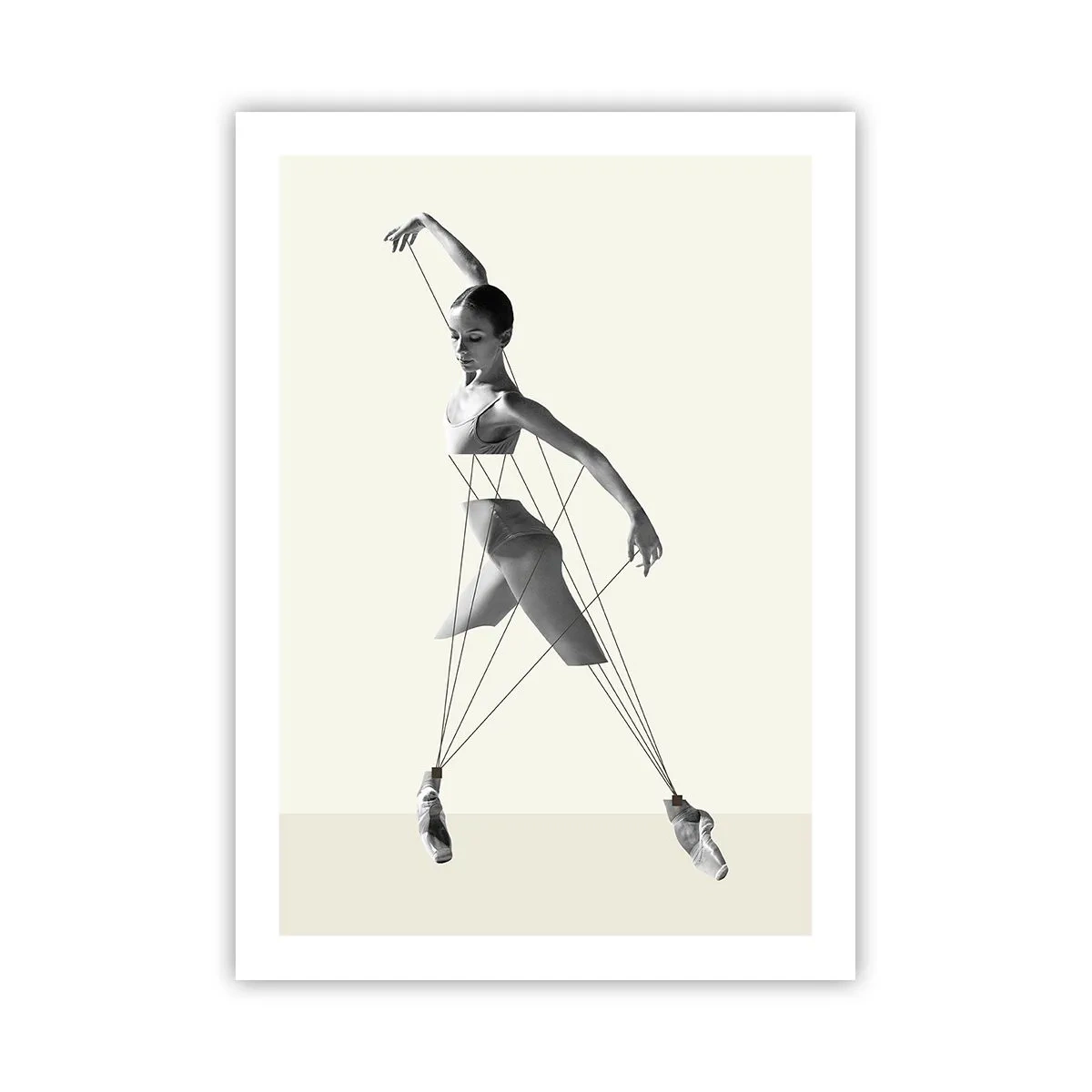 Poster - Eine Ballerina in einer künstlerischen Komposition mit geometrischen Linien - 50x70cm - Im Theater der Welt - Moderne Wanddekoration für Wohnzimmer und Schlafzimmer ARTTOR