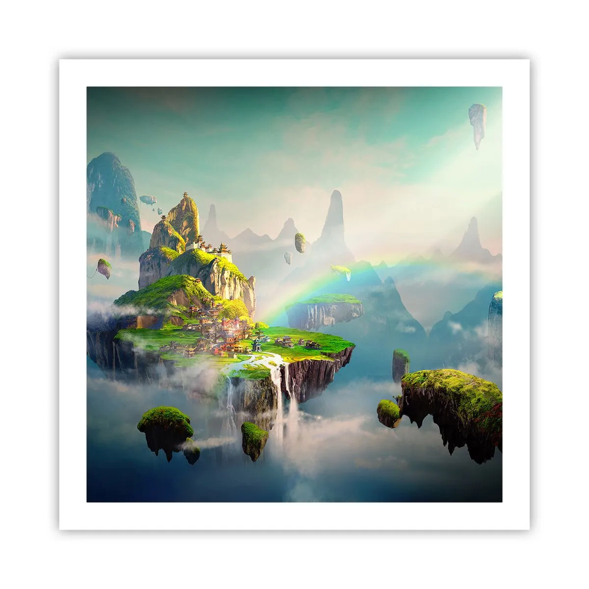 Poster - Mitten am Himmel - glückliche Inseln - 60x60 cm