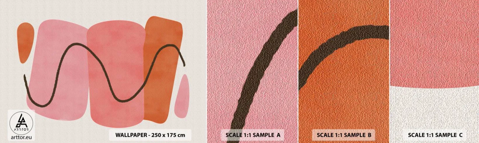 Fototapetenmuster Standard Eco - Sanfte Bewegung der Formen - Abstraktion, Minimalismus, Pastell - 100x30 cm