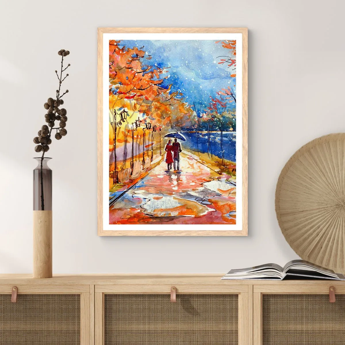 Poster in einem Rahmen aus heller Eiche - Gemeinsam bis an die Grenze der Zeit - 70x100 cm