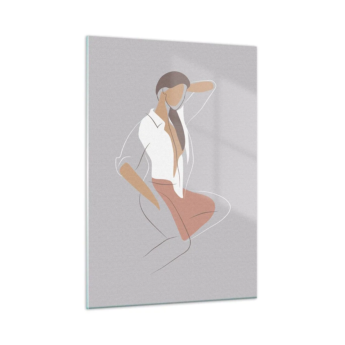 Glasbild - Bild auf glas - Frauensilhouette im minimalistischen Stil - 50x70cm - Umriss der Anmut - Moderne Wanddekoration für Wohnzimmer und Schlafzimmer ARTTOR