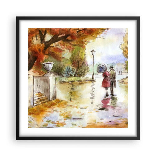 Poster in einem schwarzem Rahmen - Romantischer Herbst im Park - 50x50 cm