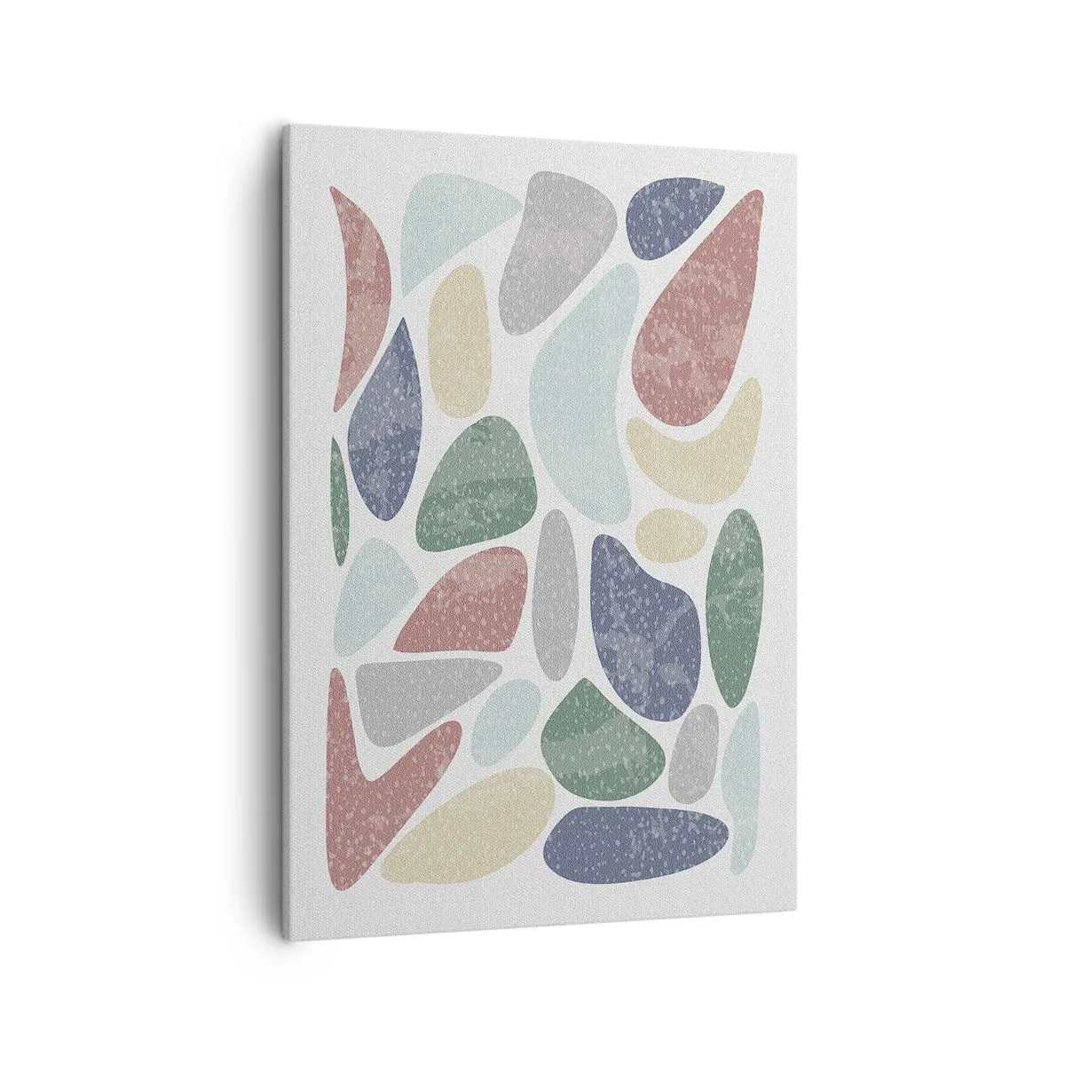 Bild auf Leinwand - Leinwandbild - Bunte organische Formen auf weißem Hintergrund - 50x70cm - Mosaik aus pulverförmigen Farben - Moderne Wanddekoration für Wohnzimmer und Schlafzimmer ARTTOR