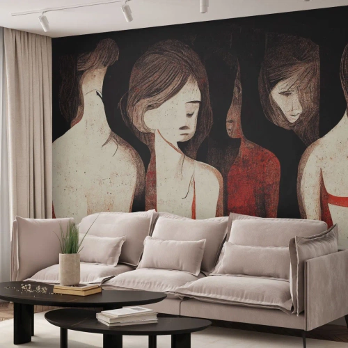 Selbstklebende Fototapete Deluxe Sticker - Madonnen der Dunkelheit - Frauen, Stück, Traurigkeit - 400x280 cm