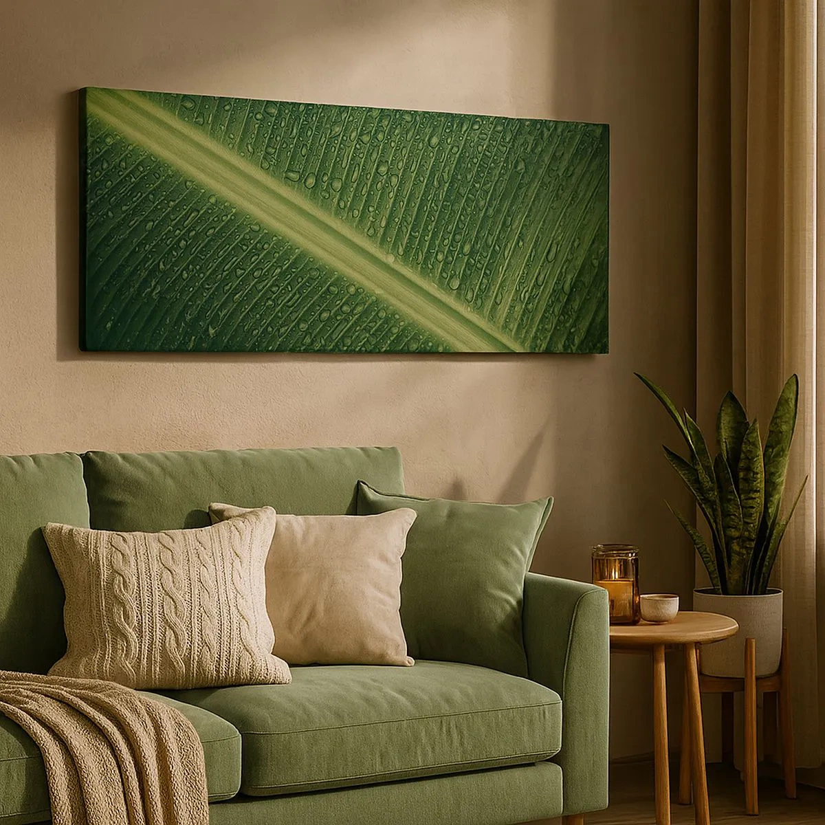 Bild auf Leinwand - Leinwandbild - Die Struktur des Grüns - 100x40 cm