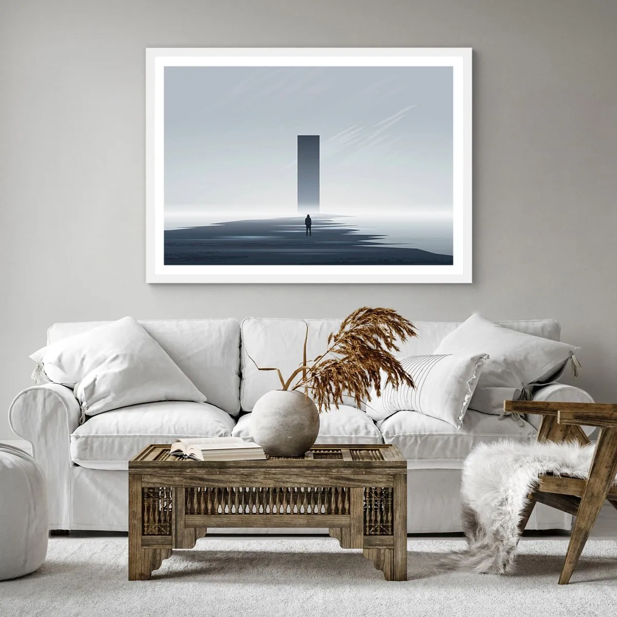 Poster in einem weißen Rahmen - Chance oder Bedrohung? - 30x30 cm