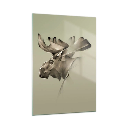 Glasbild - Bild auf glas - Ein modernes Bild eines Elches auf grünem Hintergrund - 50x70cm - Die sanfte Kraft des Friedens - Moderne Wanddekoration für Wohnzimmer und Schlafzimmer ARTTOR