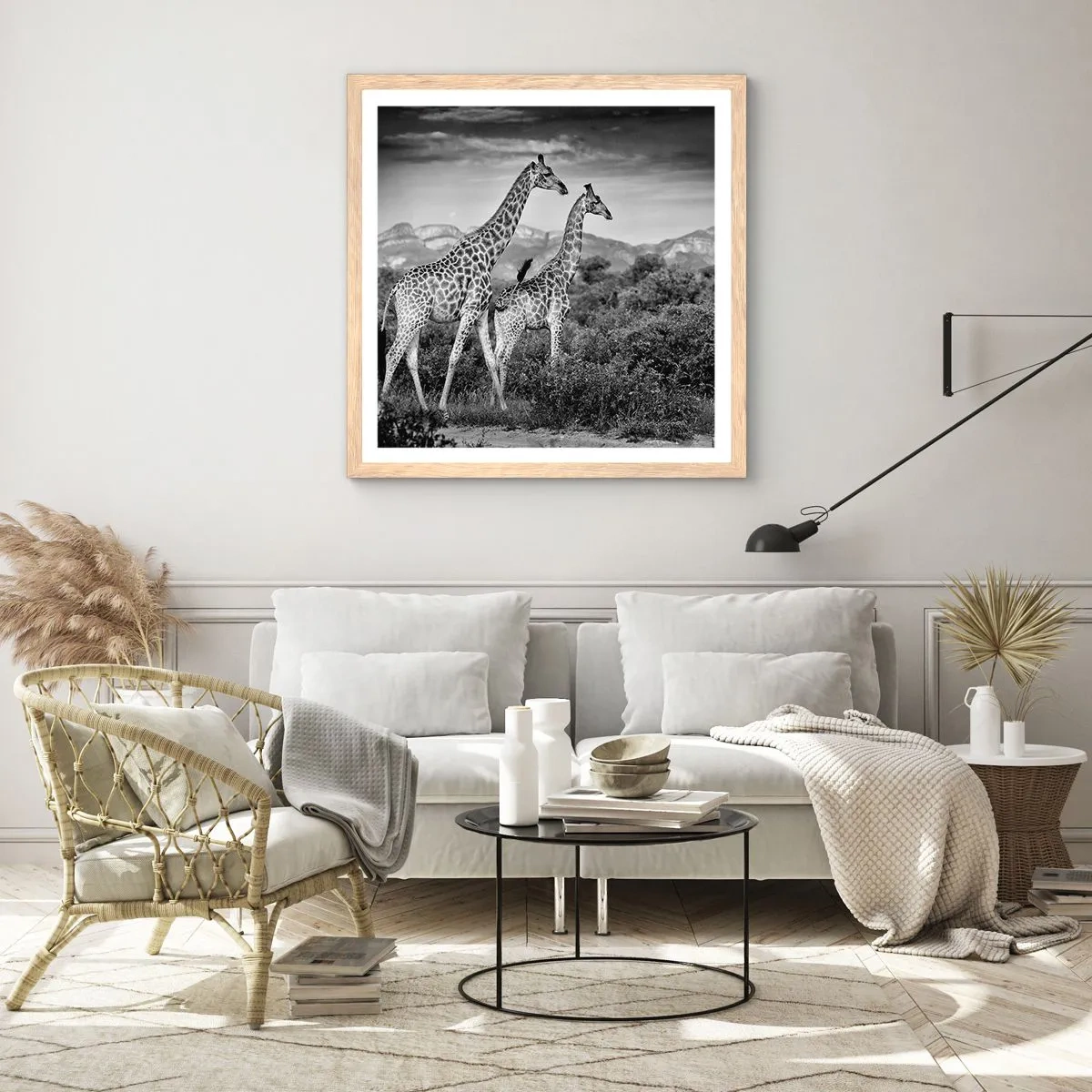 Poster in einem Rahmen aus heller Eiche - Hohe Sphären in Afrika - 60x60 cm