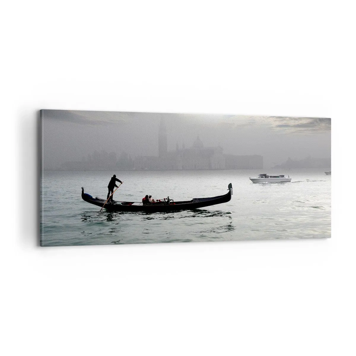 Bild auf Leinwand - Leinwandbild - Eine fabelhafte Stadt aus Wasser und Nebel - 100x40 cm
