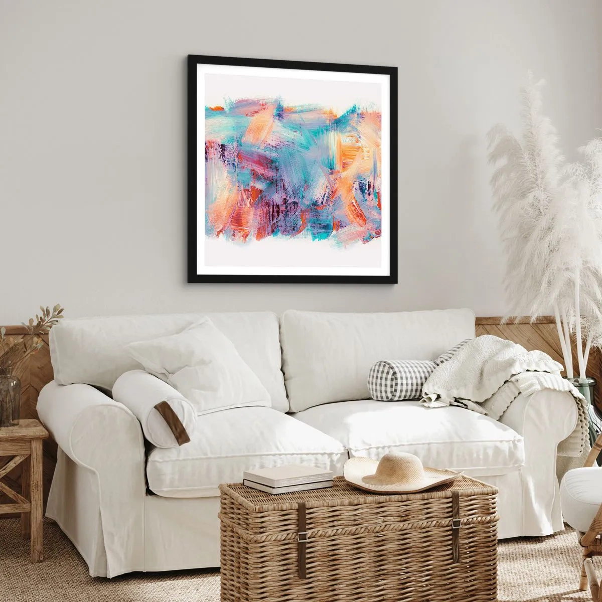 Poster in einem schwarzem Rahmen - Buntes Durcheinander - 60x60 cm