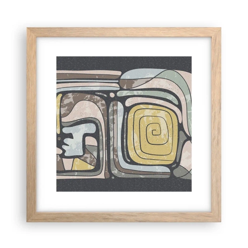 Poster in einem Rahmen aus heller Eiche - Abstraktion im präkolumbianischen Geist - 30x30 cm