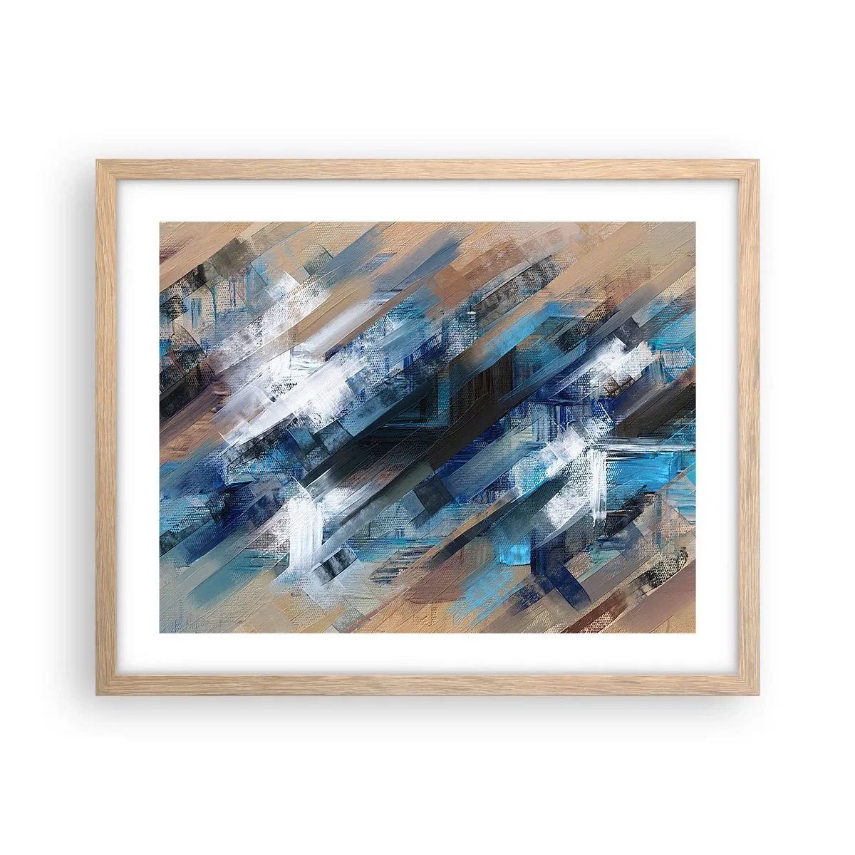 Poster in einem Rahmen aus heller Eiche - Auf einer blauen Diagonale - 50x40 cm