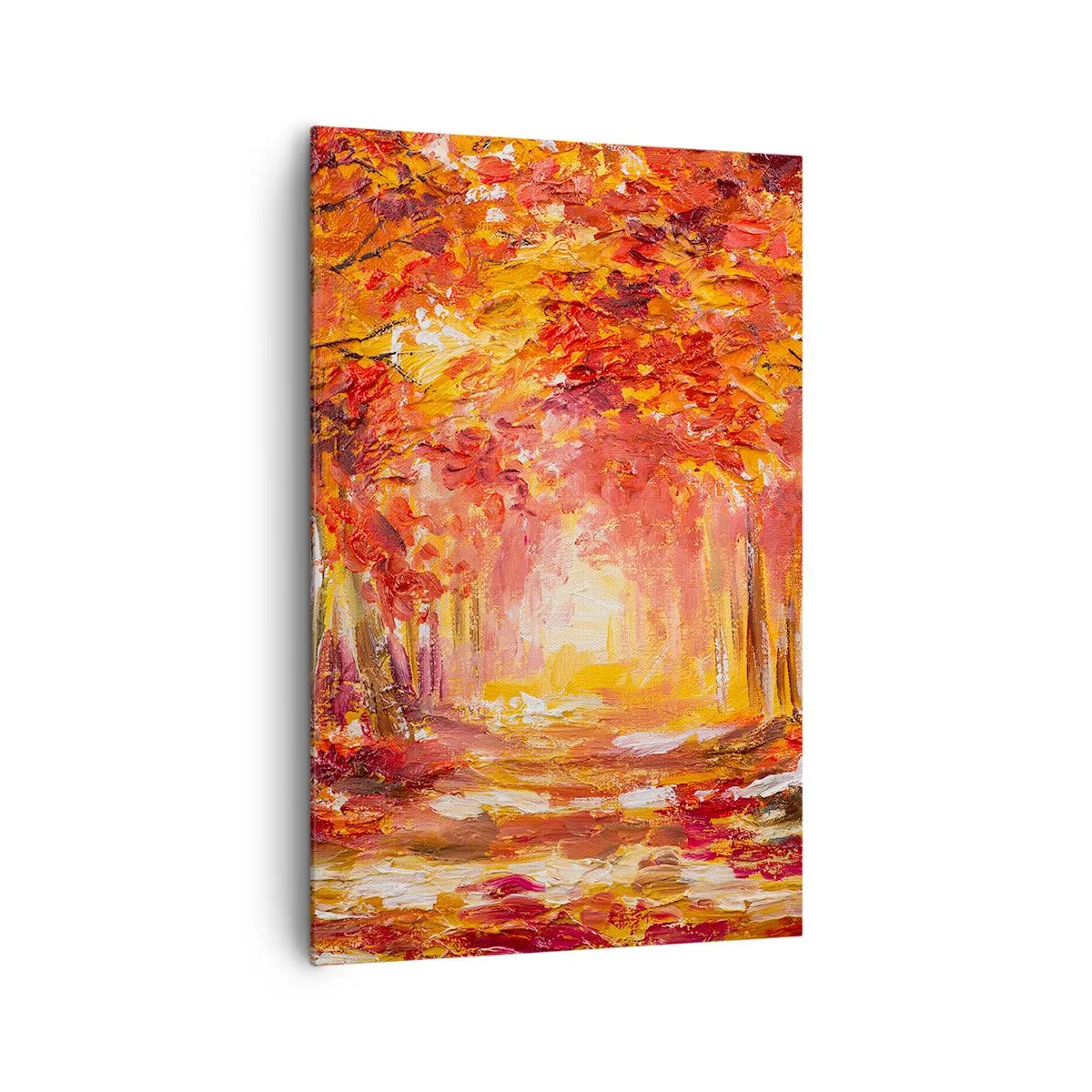 Bild auf Leinwand - Leinwandbild - Herbstwald in Kupfer- und Goldtönen - 80x120cm - Kupferwald - Moderne Wanddekoration für Wohnzimmer und Schlafzimmer ARTTOR