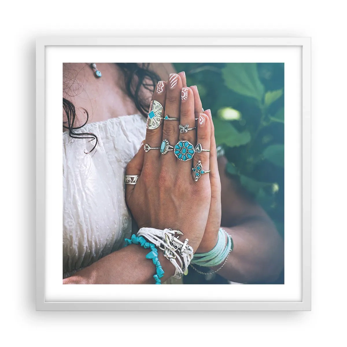 Poster in einem weißen Rahmen - Willkommen im Zentrum des Seins - 50x50 cm