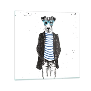 Glasbild - Bild auf glas - Auf den Charme des Hundes - 30x30 cm