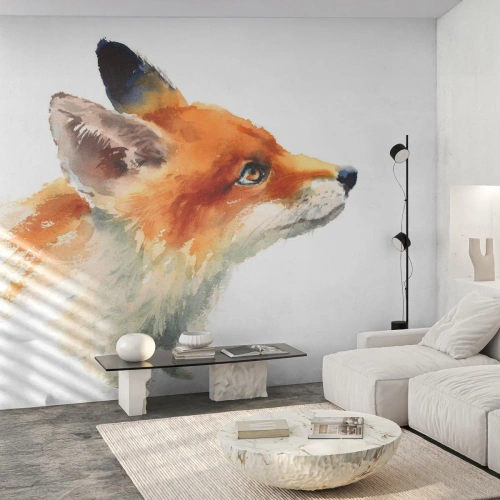 Maßgeschneiderte Fototapete Premium Canvas - Man kann nie vorsichtig genug sein - Tiere, Fuchs, Abstraktion