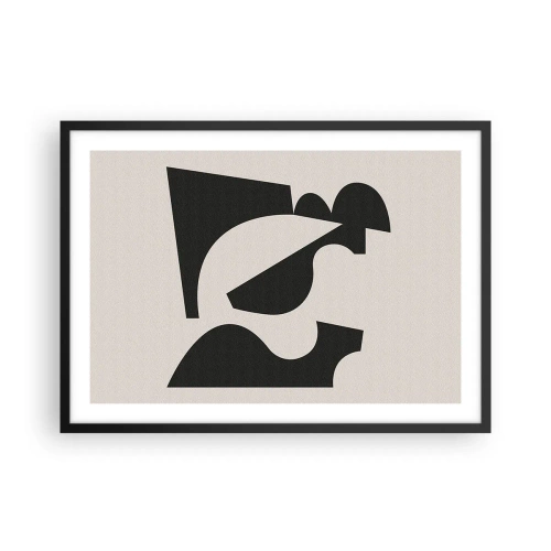 Poster in einem schwarzem Rahmen - Abstrakte geometrische Komposition in Schwarz und Weiß - 70x50cm - Zum Selbstbauen - Moderne Wanddekoration für Wohnzimmer und Schlafzimmer ARTTOR
