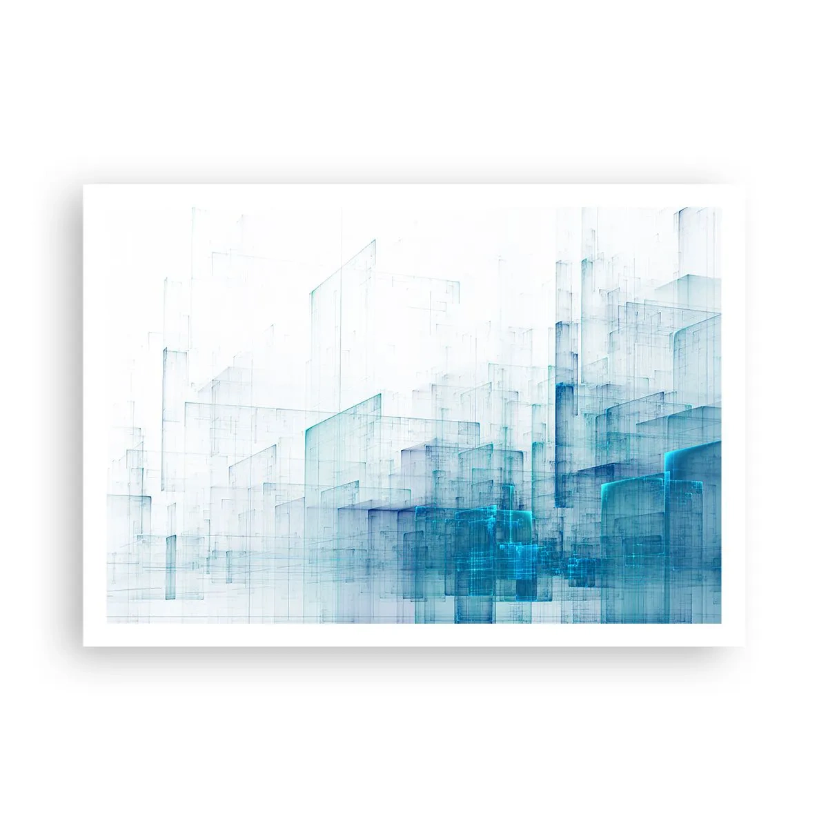 Poster - Abstrakte geometrische Formen in Blautönen - 100x70cm - Wie der Raum wgeschaffen urde - Moderne Wanddekoration für Wohnzimmer und Schlafzimmer ARTTOR