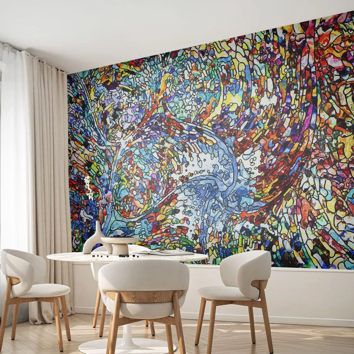 Fototapete Premium Canvas - Glasmalerei Wassertropfen - Abstraktion, Stück, Grafik - 400x280 cm