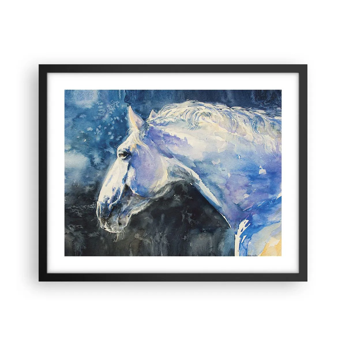 Poster in einem schwarzem Rahmen - Porträt in blauem Glanz - 50x40 cm