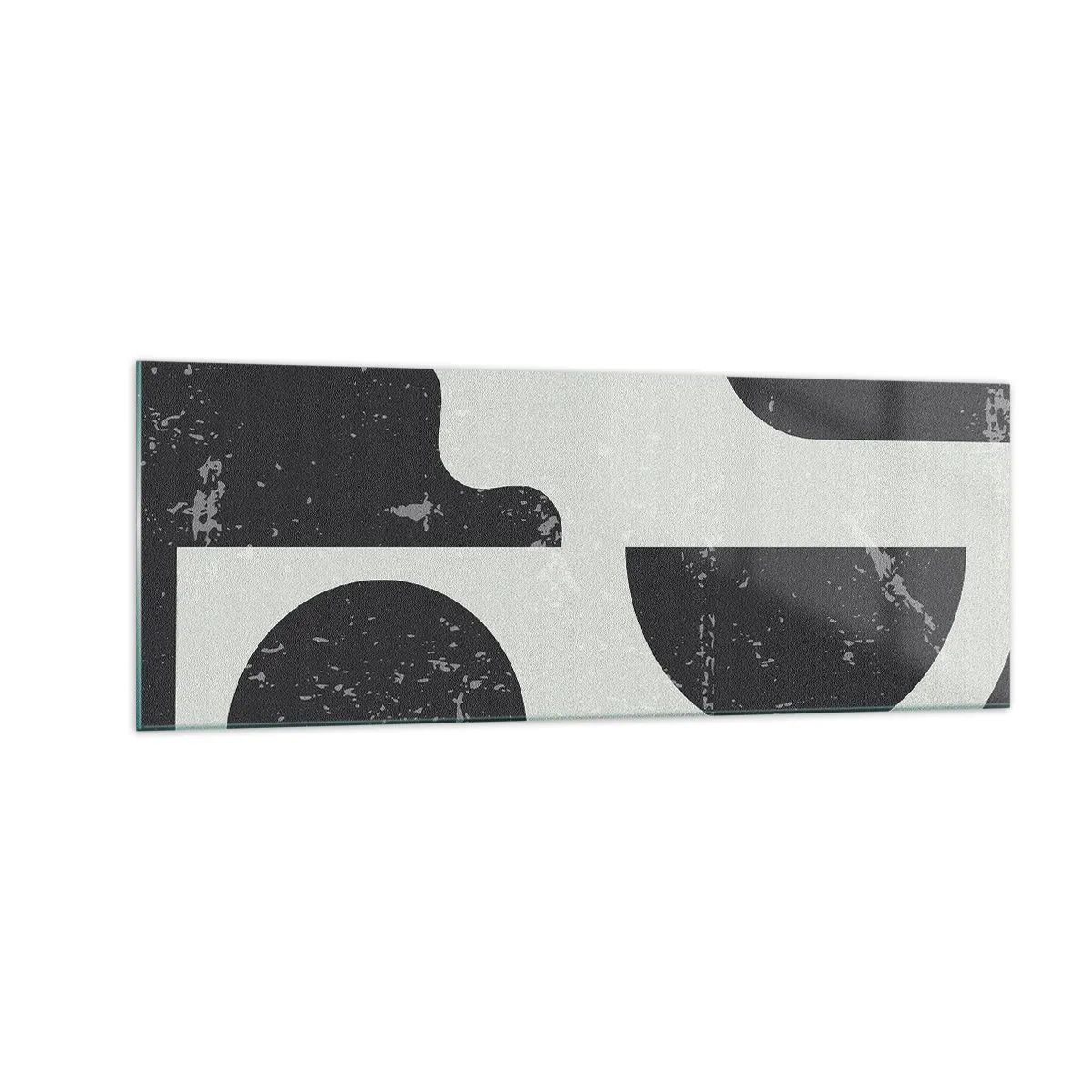Glasbild - Bild auf glas - Geometrische Muster in Schwarz- und Grautönen - 140x50cm - Komposition oben und unten - Moderne Wanddekoration für Wohnzimmer und Schlafzimmer ARTTOR