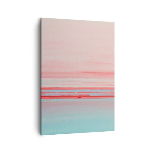 Bild auf Leinwand - Leinwandbild - Pastellfarbene Linien in Rosa- und Blautönen in einer minimalistischen Komposition - 50x70cm - Abstraktion im Morgengrauen - Moderne Wanddekoration für Wohnzimmer und Schlafzimmer ARTTOR