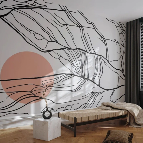 Fototapete Premium Canvas - In einem Netz aus Zweigen - Abstraktion, Grafik, Design - 350x256 cm