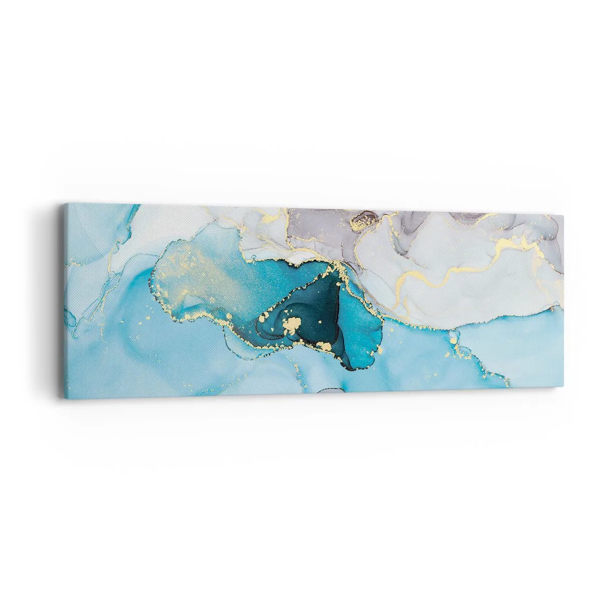 Bild auf Leinwand - Leinwandbild - Eine Studie über das Zusammentreffen von Grau und Türkis - 90x30 cm