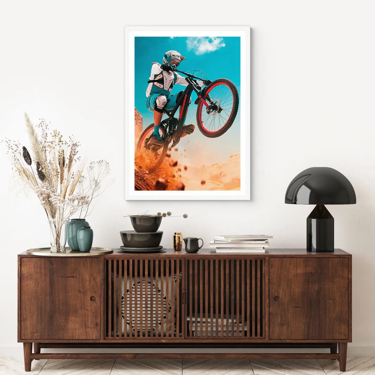 Poster in einem weißen Rahmen - Fahrrad-Wahnsinn-Dämon - 40x50 cm