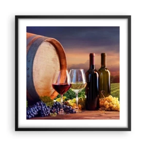 Poster in einem schwarzem Rahmen - Hier schmeckt das Leben - 50x50 cm