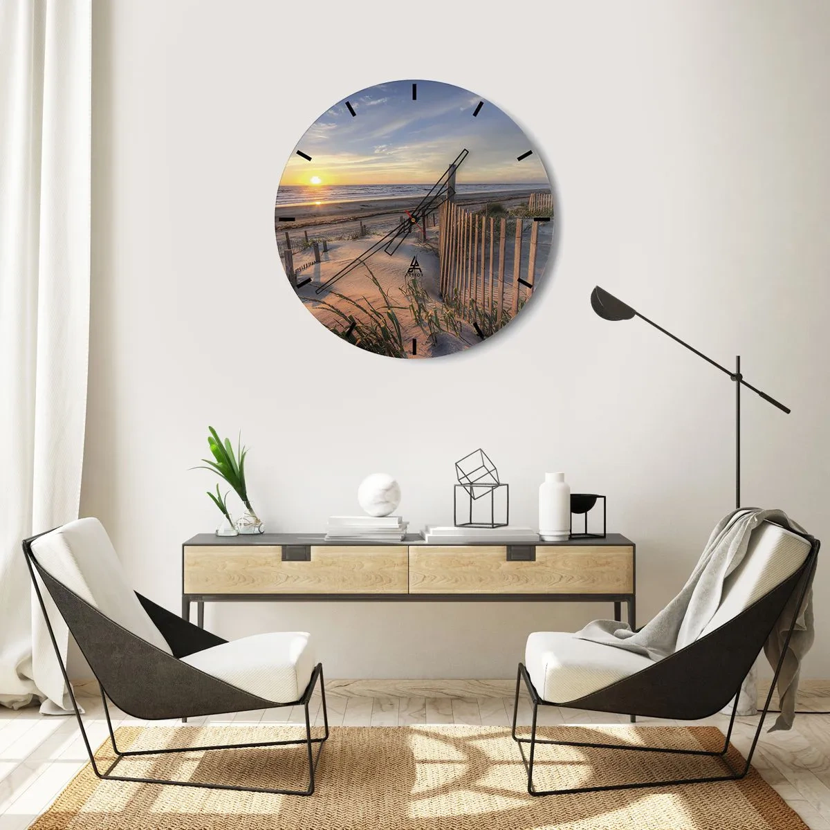 Wanduhr - Glasuhr - Schein und Schatten des Windes - 40x40 cm