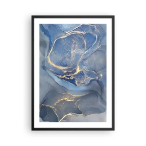 Poster in einem schwarzem Rahmen - Abstrakte Flecken in Blau- und Goldtönen - 50x70cm - Goldstaub - Moderne Wanddekoration für Wohnzimmer und Schlafzimmer ARTTOR