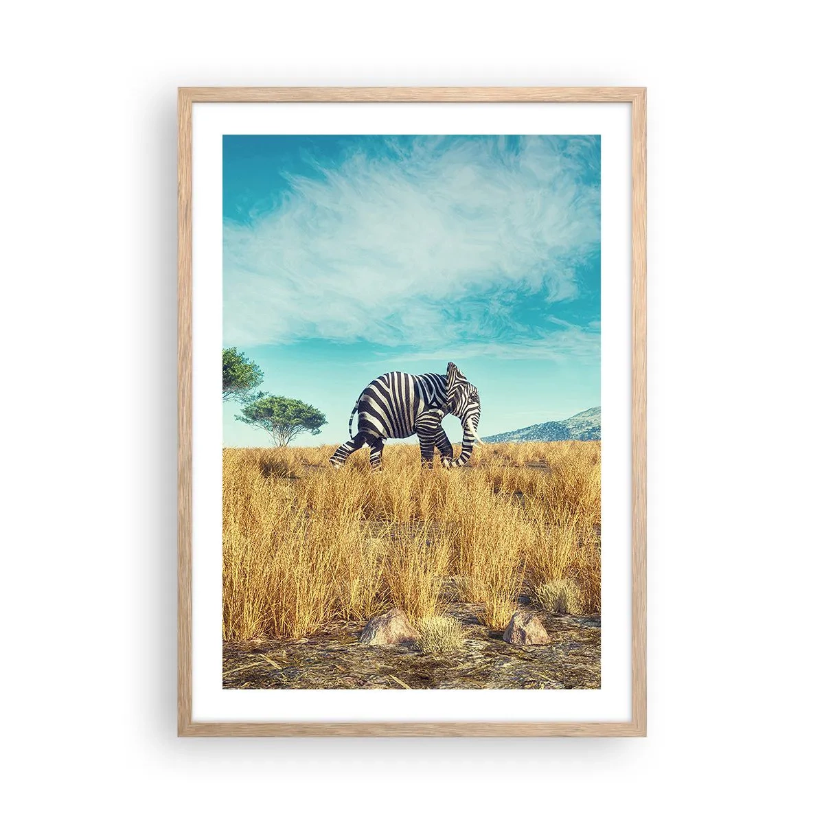 Poster in einem Rahmen aus heller Eiche - Grau ist nicht mehr in Mode - 50x70 cm