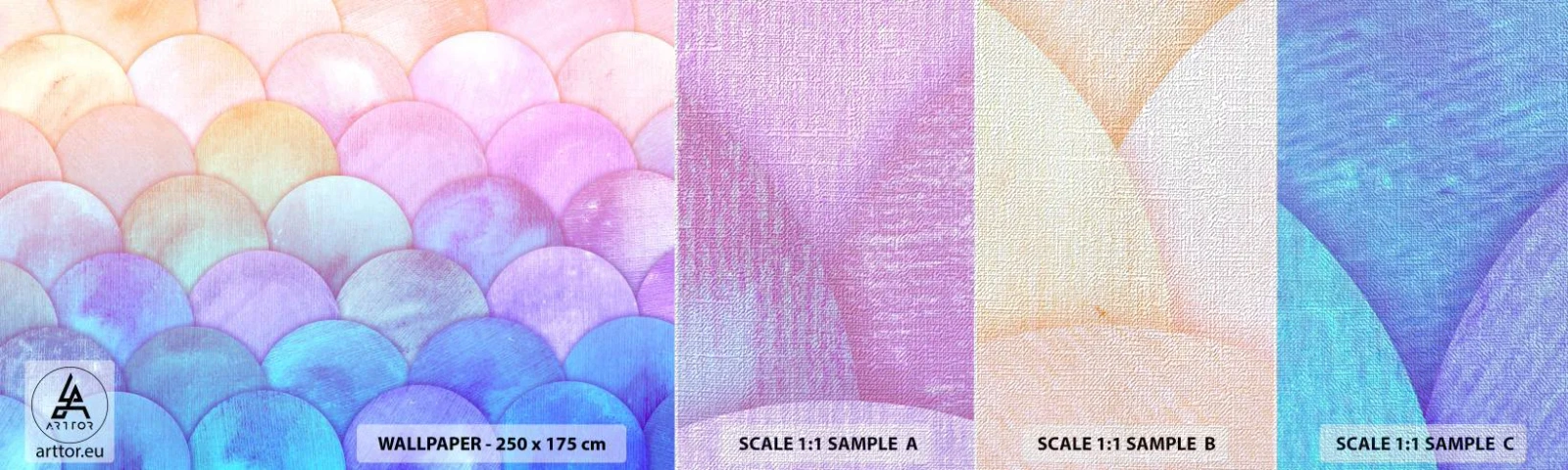 Fototapeten Muster Premium Canvas - Perlenschuppe - Pastell, Blasen, Waage - 100x30 cm