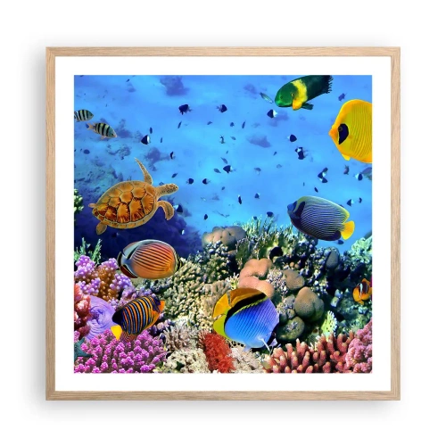 Poster in einem Rahmen aus heller Eiche - Und was wissen wir über das Leben ... - 60x60 cm