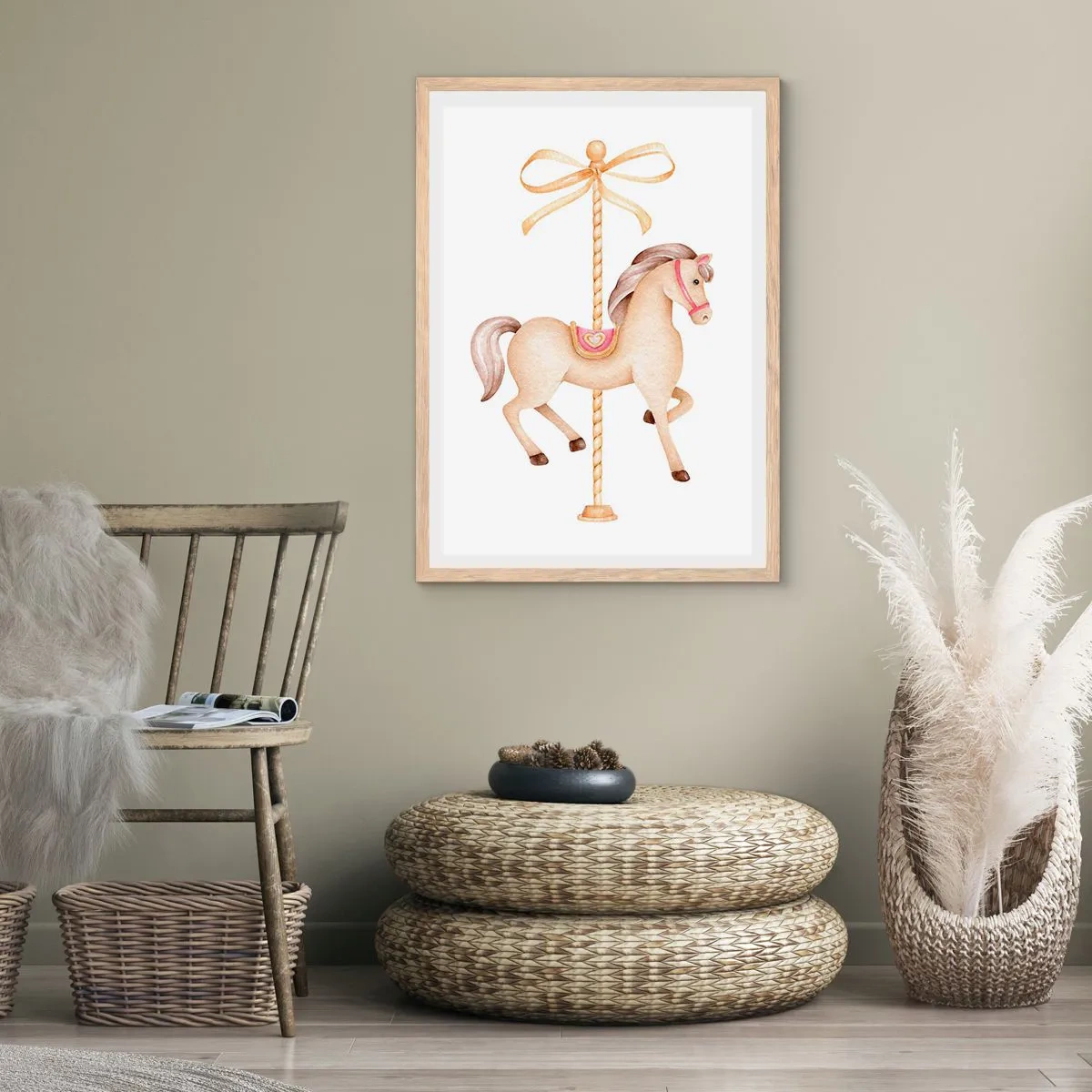 Poster in einem Rahmen aus heller Eiche - Anmutiger Trab - 70x100 cm