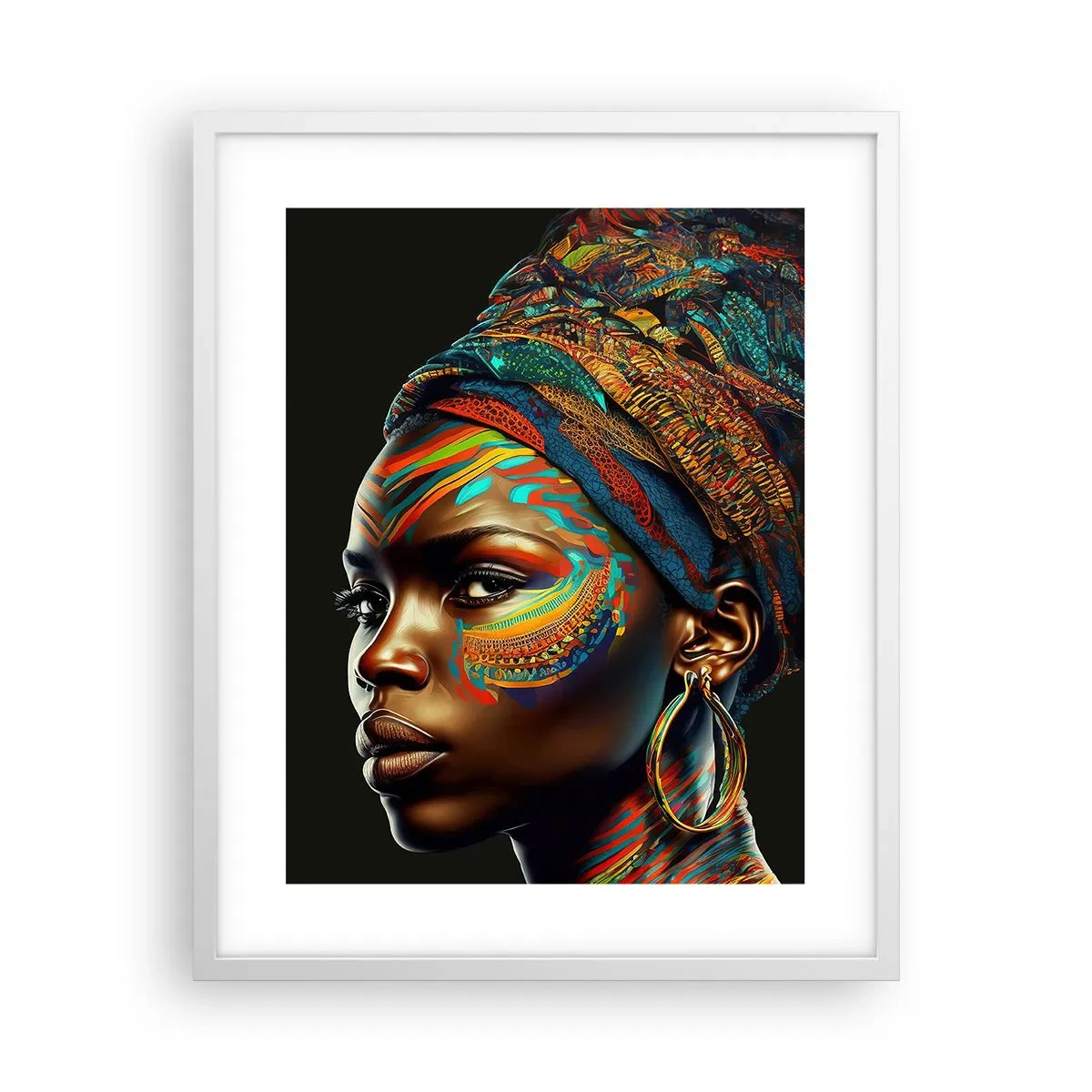 Poster in einem weißen Rahmen - Afrikanische Königin - 40x50 cm