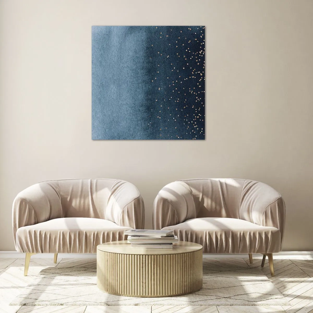 Glasbild - Bild auf glas - Komposition - blaue Phasen - 60x60 cm