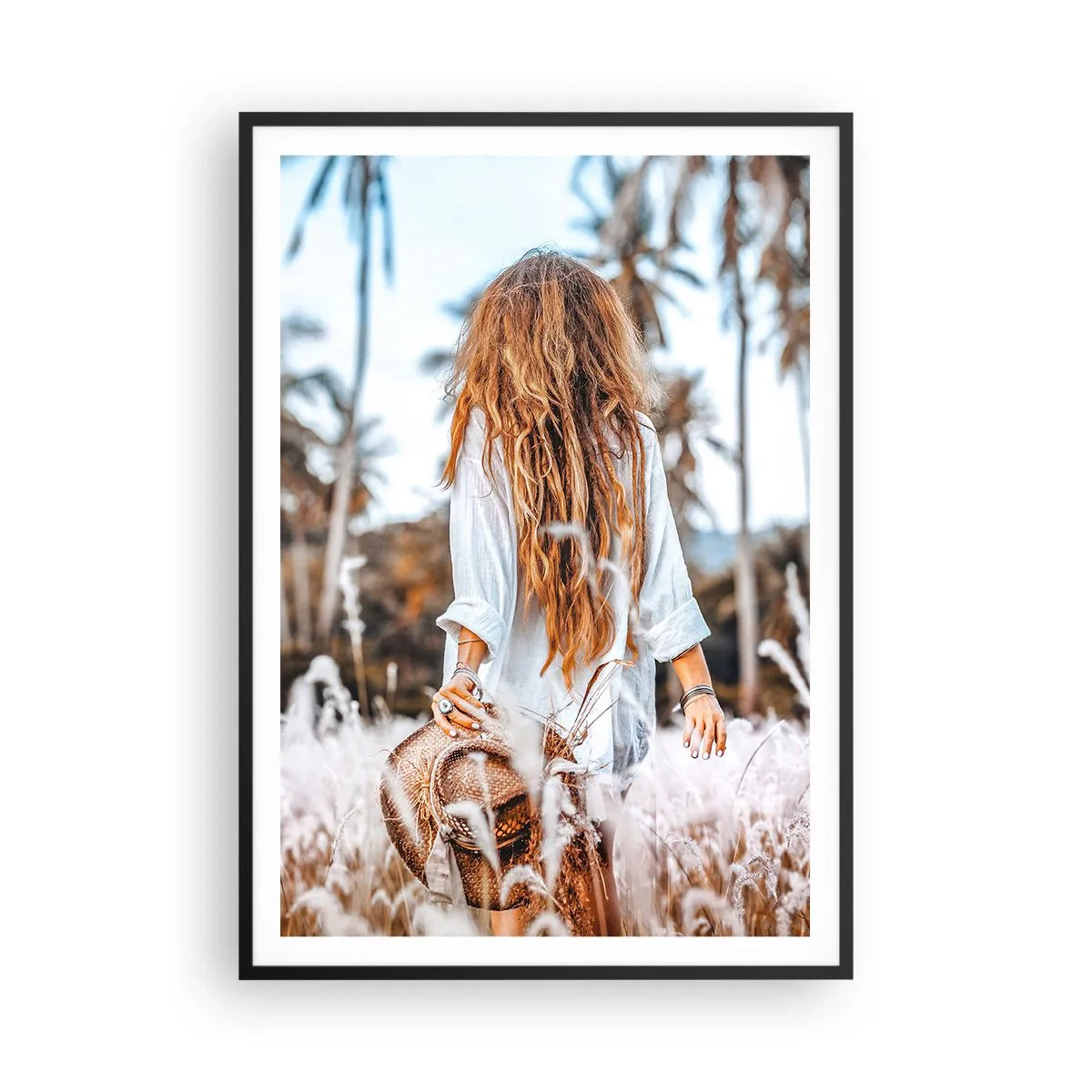 Poster in einem schwarzem Rahmen - Geboren aus Grasflaum - 70x100 cm