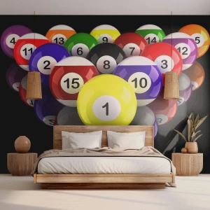 Fototapete Premium Sand - Verschiedene Spielfarben - Sport, Billard, Billardkugeln - 200x140 cm