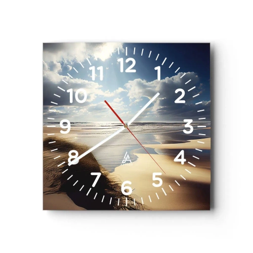Wanduhr - Glasuhr - Strand, wilder Strand - 40x40 cm