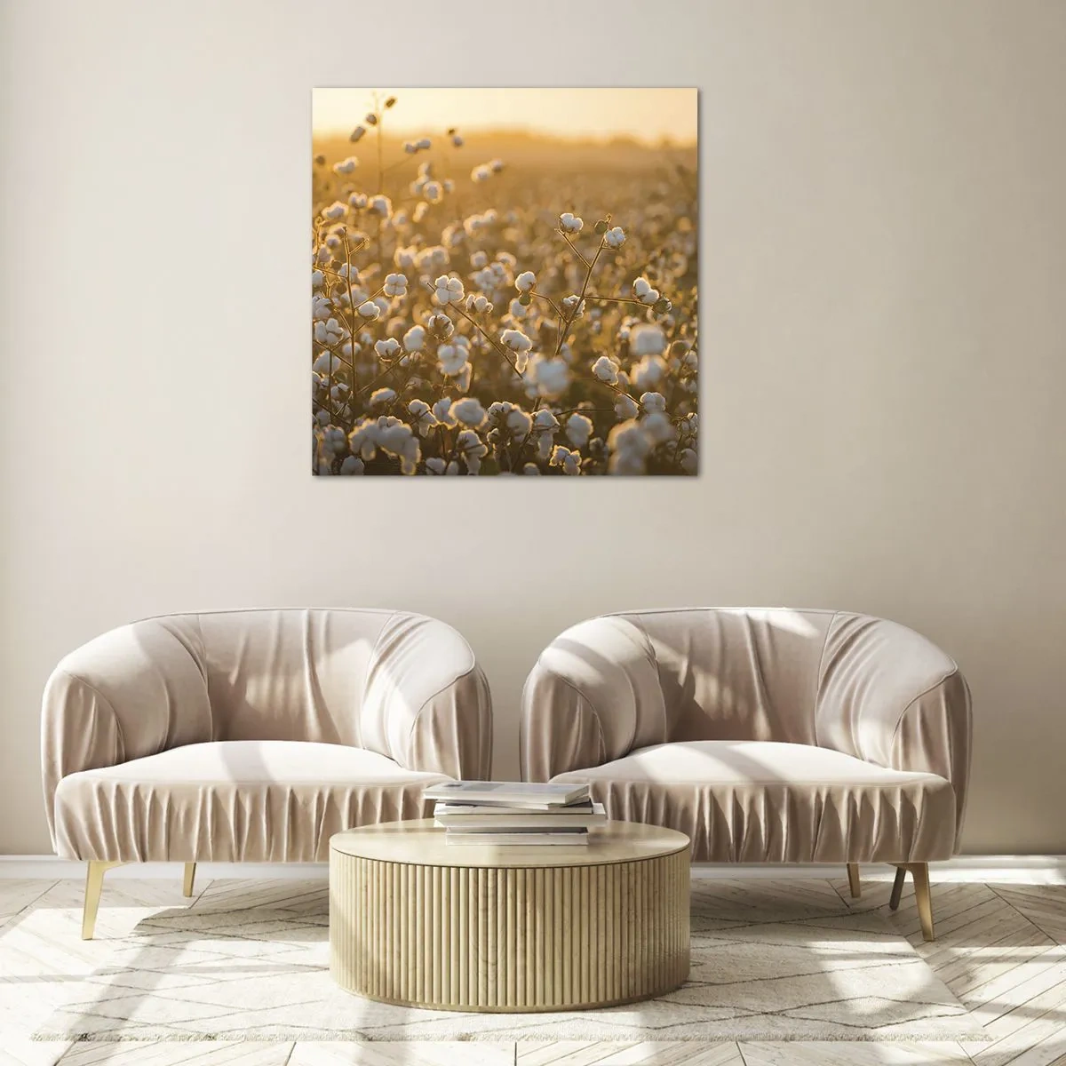 Glasbild - Bild auf glas - Fluffiges Feld - 70x70 cm