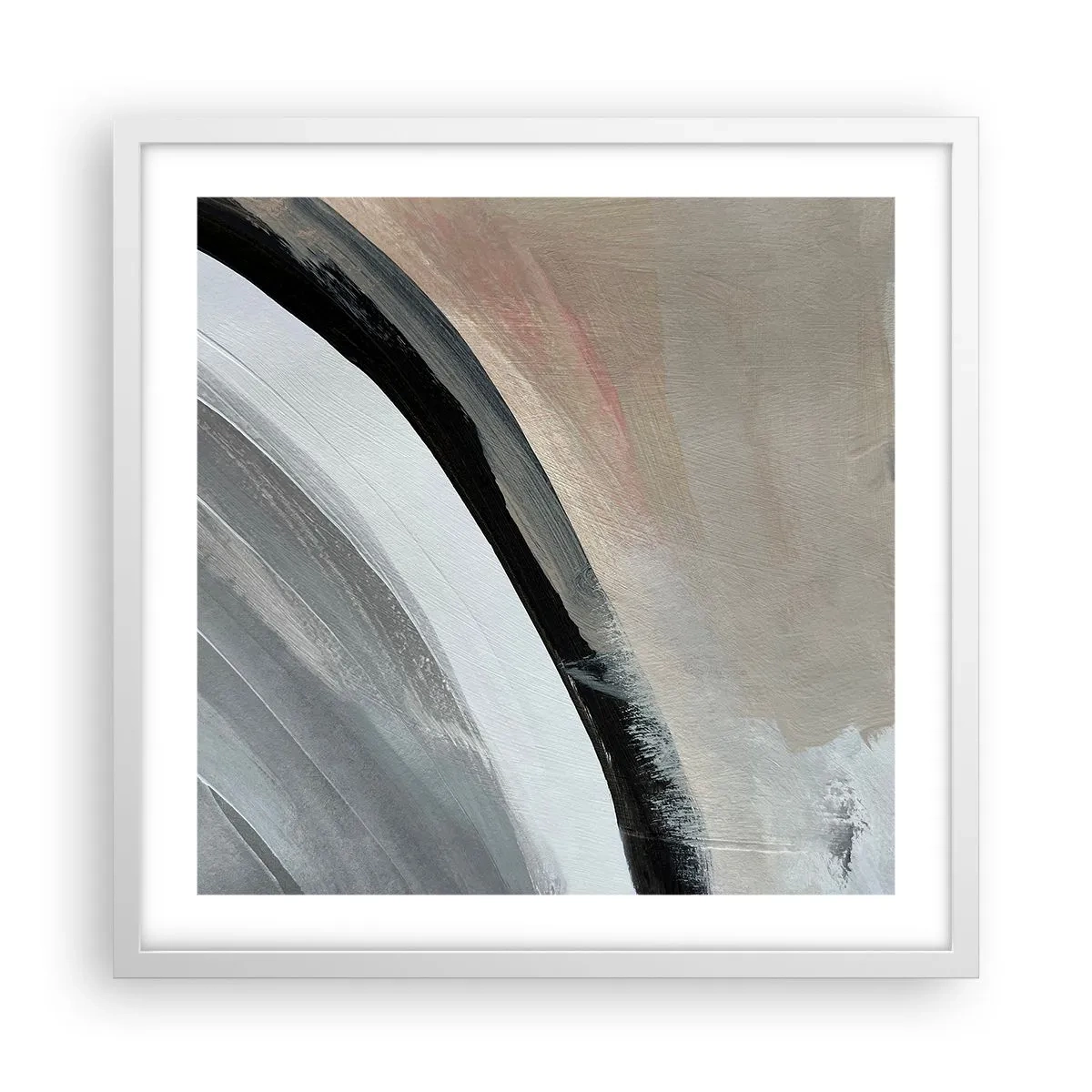 Poster in einem weißen Rahmen - Komposition: Bogen aus Schwarz und Grau - 50x50 cm