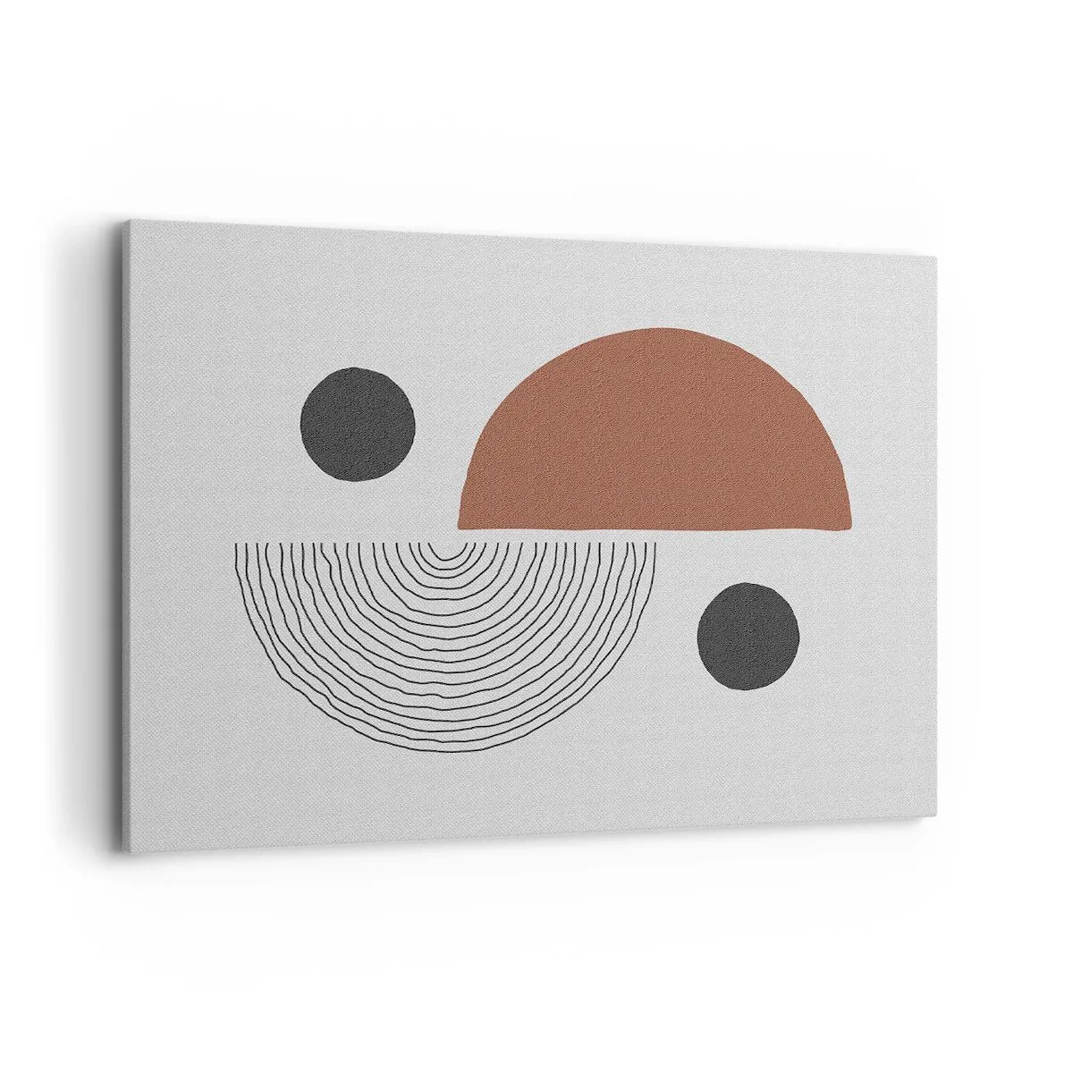 Bild auf Leinwand - Leinwandbild - Geometrische Formen in Braun- und Schwarztönen - 100x70cm - Perfektion des Rades - Moderne Wanddekoration für Wohnzimmer und Schlafzimmer ARTTOR