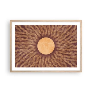 Poster in einem Rahmen aus heller Eiche - Sonnensymbol - 70x50 cm