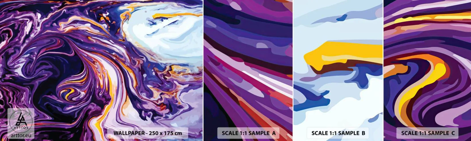 Fototapeten Muster Selbstklebend Deluxe Sticker - Die Falte ist lila geworden - Abstraktion, Stück, Modernes Muster - 100x30 cm