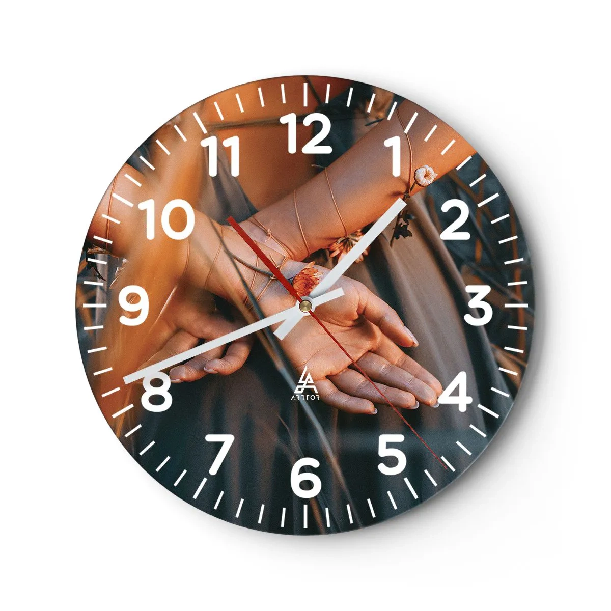 Wanduhr - Glasuhr - Verbunden mit der Natur - 40x40 cm