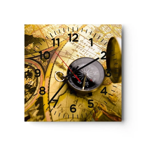 Wanduhr - Glasuhr - Oder vielleicht bis ans Ende der Welt? - 30x30 cm